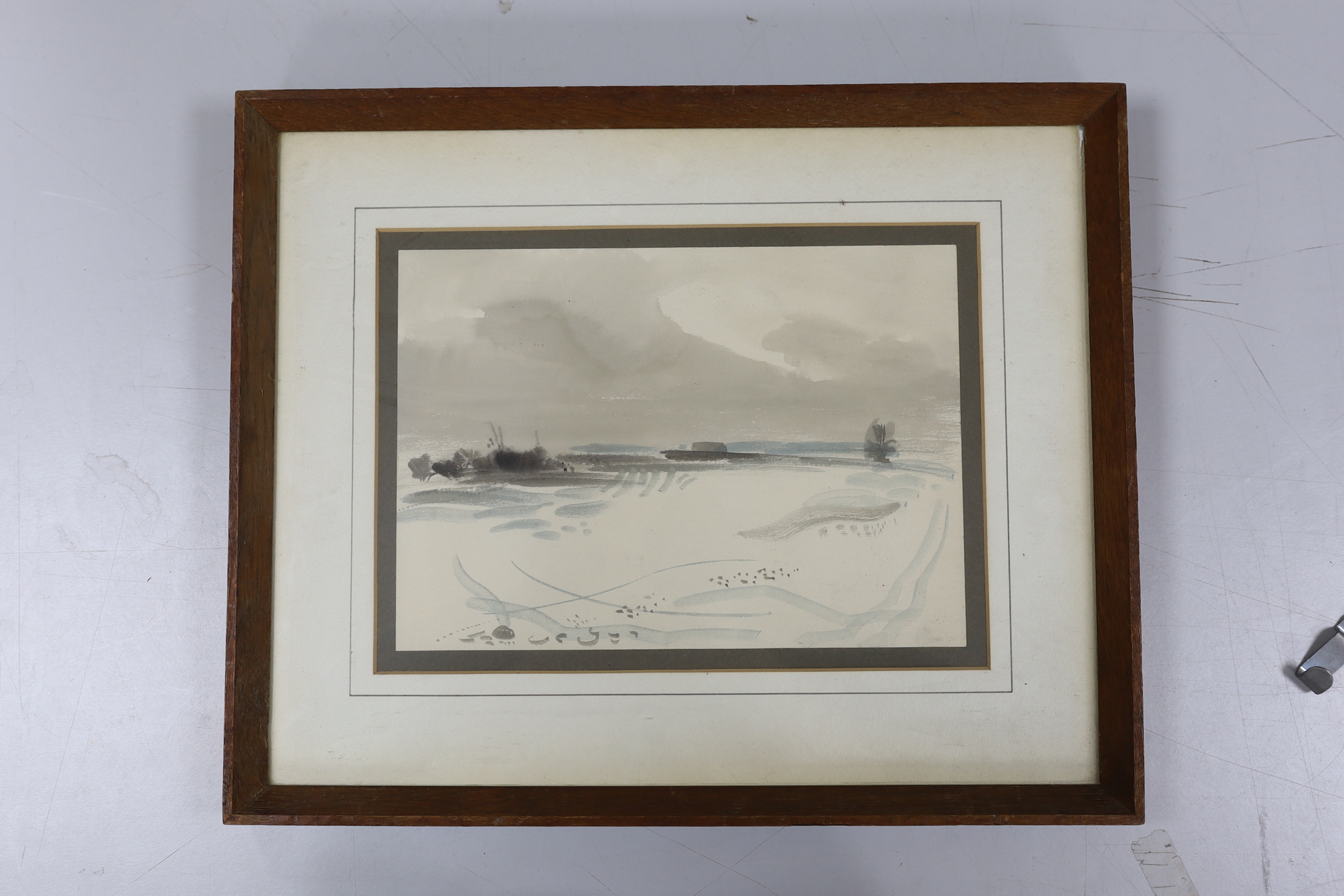 Leslie Worth (1923-2009), watercolour, 'Snowscape, Study No. 1', unsigned, label verso, 19 x 27cm